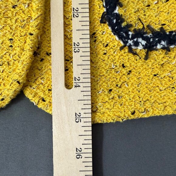 St. John Collection Jacket Women's 12 Yellow Tweed Blazer Pearl Button Pockets - Picture 14 of 16